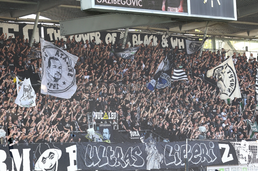 Sturm Graz - Austria Wien
Oesterreichische Fussball Bundesliga, 29. Runde, SK Sturm Graz - FK Austria Wien, Stadion Graz-Liebenau, 26.04.2026. 

Foto zeigt Fans von Sturm mit einem Spruchband
Schlüsselwörter: repression