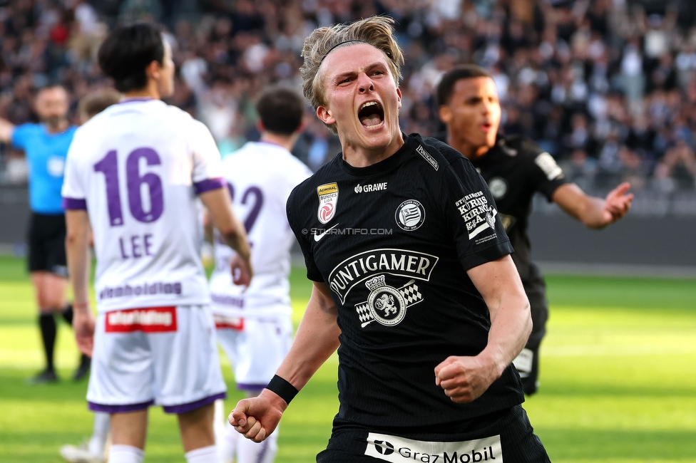 Sturm Graz - Austria Wien
Oesterreichische Fussball Bundesliga, 29. Runde, SK Sturm Graz - FK Austria Wien, Stadion Graz-Liebenau, 26.04.2026. Foto zeigt Paul-Friedrich Koller (Sturm)
Schlüsselwörter: torjubel