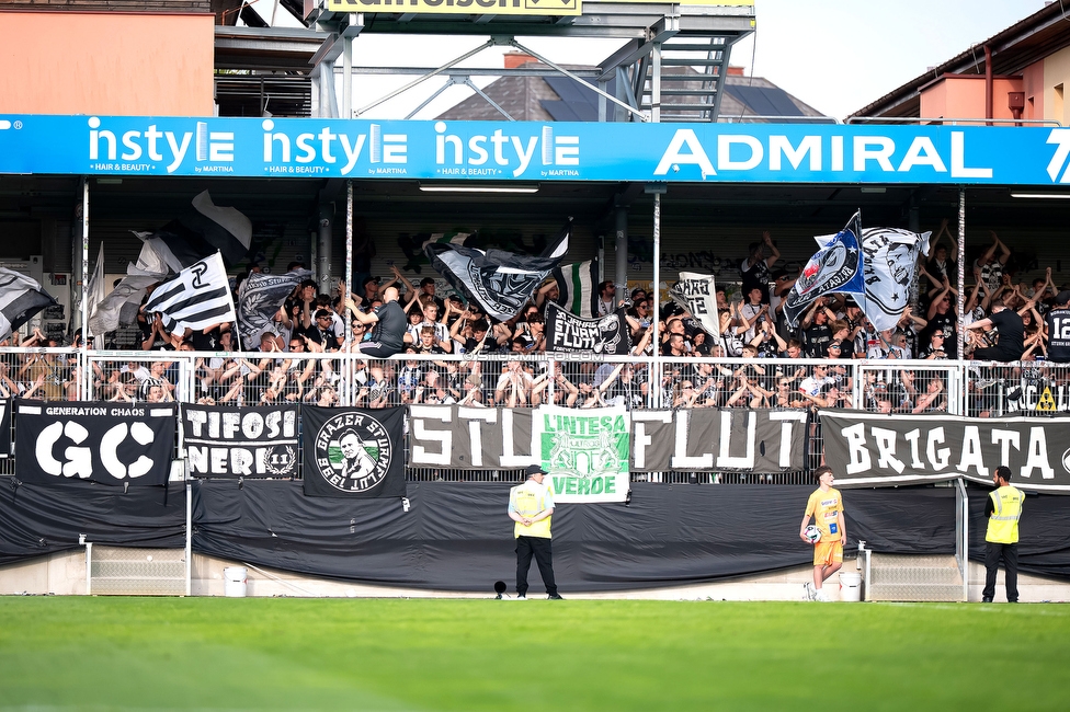 Hartberg - Sturm Graz
Oesterreichische Fussball Bundesliga, 31. Runde, TSV Hartberg - SK Sturm Graz, Profertil Arena Hartberg, 10.05.2026. Foto zeigt Fans von Sturm
