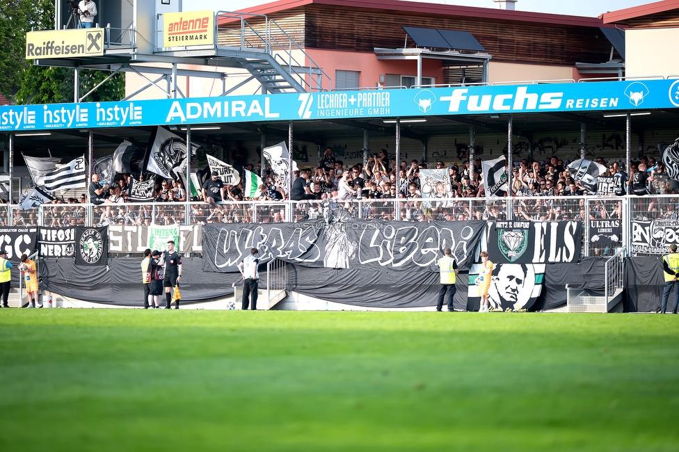 Hartberg - Sturm Graz
Oesterreichische Fussball Bundesliga, 31. Runde, TSV Hartberg - SK Sturm Graz, Profertil Arena Hartberg, 10.05.2026. Foto zeigt Fans von Sturm

