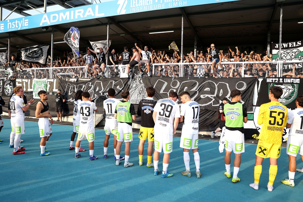 Hartberg - Sturm Graz
Oesterreichische Fussball Bundesliga, 31. Runde, TSV Hartberg - SK Sturm Graz, Profertil Arena Hartberg, 10.05.2026. Foto zeigt Fans von Sturm
