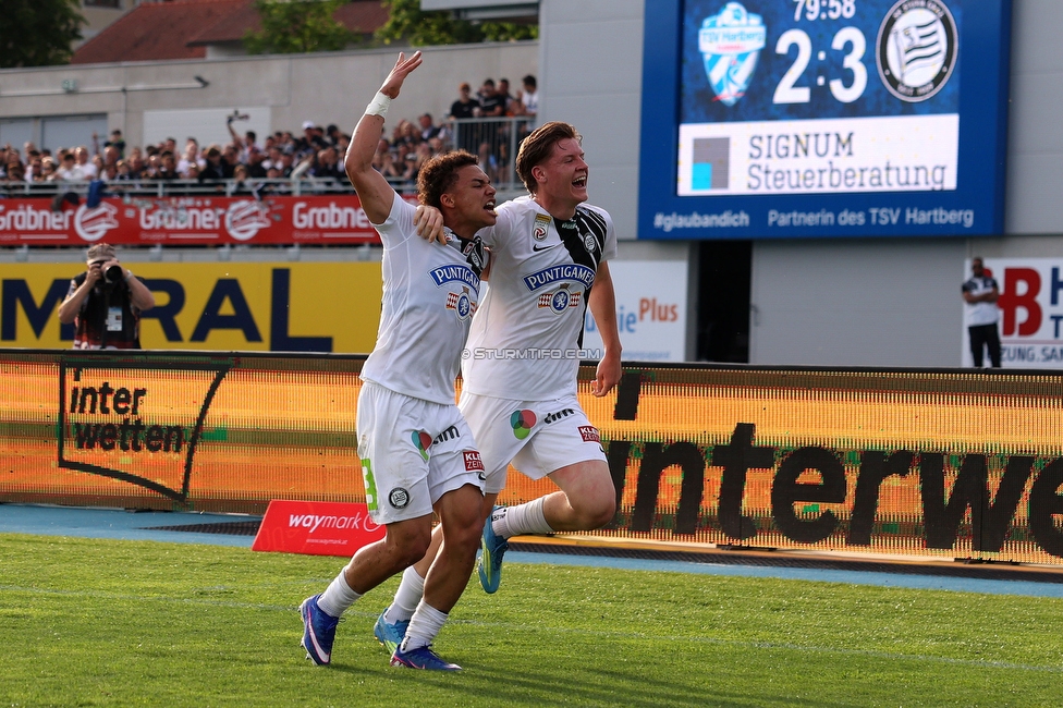 Hartberg - Sturm Graz
Oesterreichische Fussball Bundesliga, 31. Runde, TSV Hartberg - SK Sturm Graz, Profertil Arena Hartberg, 10.05.2026. 

Foto zeigt Jacob Peter Hoedl (Sturm) und Luca Weinhandl (Sturm)
