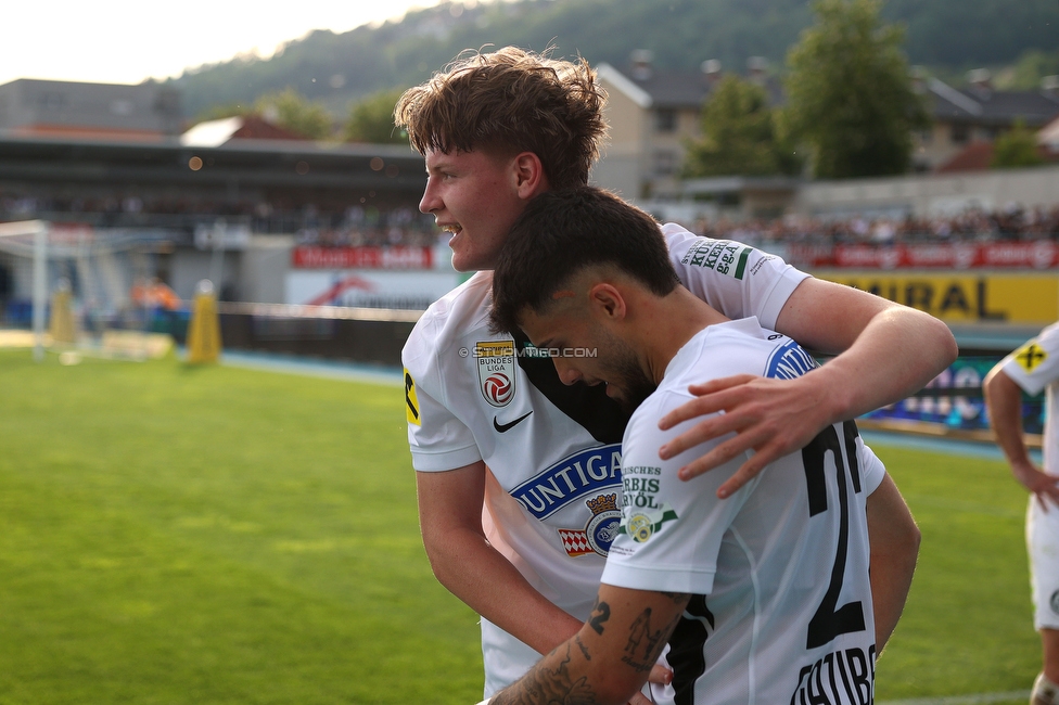 Hartberg - Sturm Graz
Oesterreichische Fussball Bundesliga, 31. Runde, TSV Hartberg - SK Sturm Graz, Profertil Arena Hartberg, 10.05.2026. 

Foto zeigt Luca Weinhandl (Sturm) und Jusuf Gazibegovic (Sturm)
