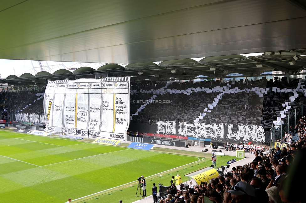 Sturm Graz - Rapid Wien
Oesterreichische Fussball Bundesliga, 32. Runde, SK Sturm Graz - SK Rapid Wien, Stadion Graz-Liebenau, 17.05.2026. Foto zeigt Fans von Sturm mit einer Choreografie
