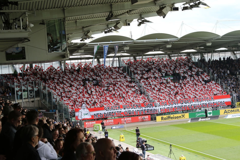 Sturm Graz - Rapid Wien
Oesterreichische Fussball Bundesliga, 32. Runde, SK Sturm Graz - SK Rapid Wien, Stadion Graz-Liebenau, 17.05.2026. Foto zeigt Fans von Rapid mit einer Choreografie
