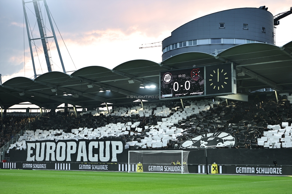 Sturm Graz - Heart of Midlothian
UEFA Champions League Qualifikation 2. Runde, SK Sturm Graz - Heart of Midlothian, Stadion Liebenau Graz, 21.07.2026. Foto zeigt Fans von Sturm mit einer Choreografie
