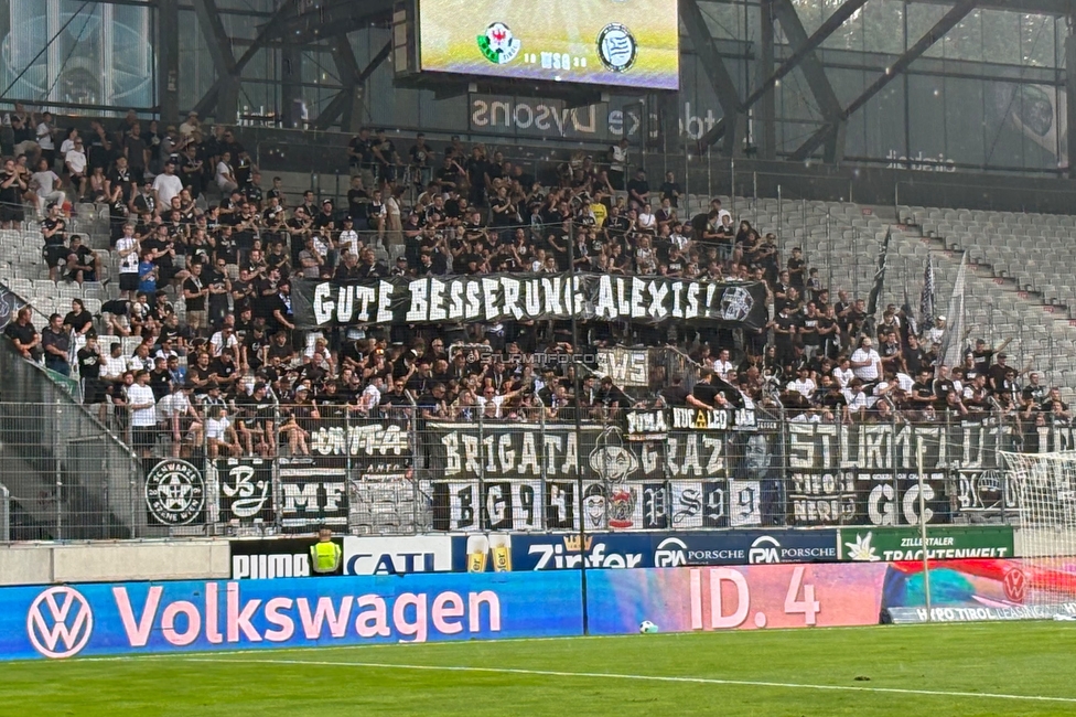 WSG Tirol - Sturm Graz
Oesterreichische Fussball Bundesliga, 1. Runde, WSG Tirol - SK Sturm Graz, Tivoli Stadion Innsbruck, 01.08.2026.

Foto zeigt Fans von Sturm
