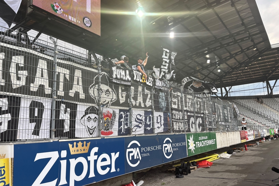 WSG Tirol - Sturm Graz
Oesterreichische Fussball Bundesliga, 1. Runde, WSG Tirol - SK Sturm Graz, Tivoli Stadion Innsbruck, 01.08.2026.

Foto zeigt Fans von Sturm
