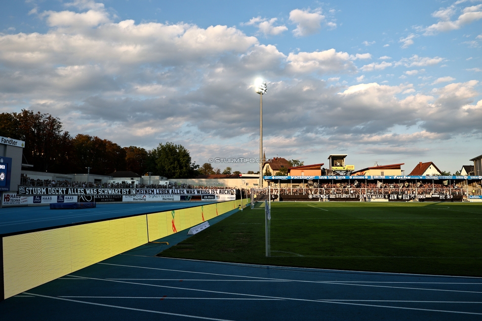 Hartberg - Sturm Graz
Oesterreichische Fussball Bundesliga, 2. Runde, TSV Hartberg - SK Sturm Graz, Arena Hartberg, 08.08.2026.

Foto zeigt Fans von Sturm
