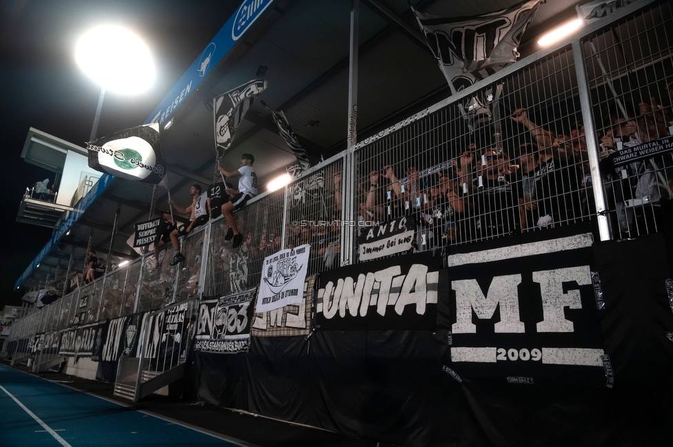 Hartberg - Sturm Graz
Oesterreichische Fussball Bundesliga, 2. Runde, TSV Hartberg - SK Sturm Graz, Arena Hartberg, 08.08.2026.Foto zeigt Fans von Sturm
