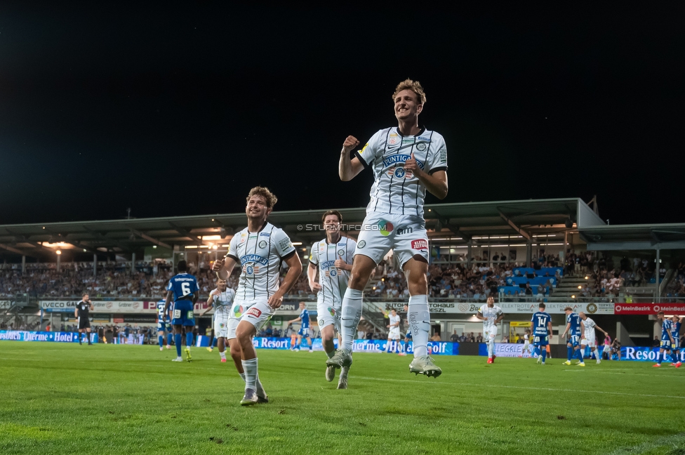 Hartberg - Sturm Graz
Oesterreichische Fussball Bundesliga, 2. Runde, TSV Hartberg - SK Sturm Graz, Arena Hartberg, 08.08.2026.Foto zeigt Nelson Weiper (Sturm)
Schlüsselwörter: torjubel
