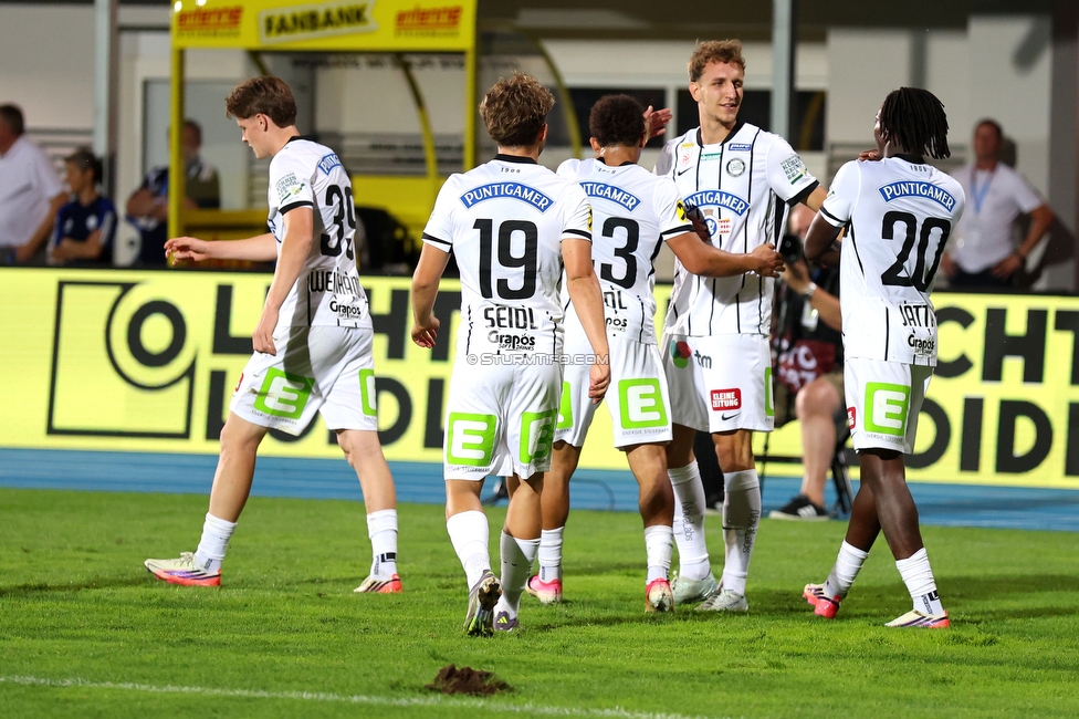 Hartberg - Sturm Graz
Oesterreichische Fussball Bundesliga, 2. Runde, TSV Hartberg - SK Sturm Graz, Arena Hartberg, 08.08.2026.Foto zeigt Nelson Weiper (Sturm)
Schlüsselwörter: torjubel