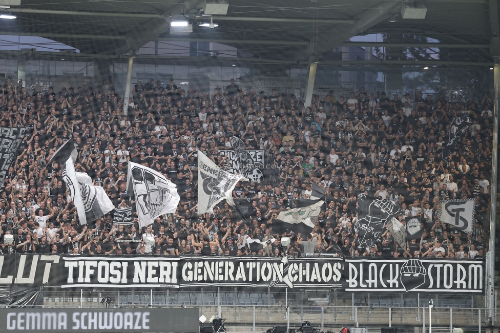 Sturm Graz - Fenerbahce
UEFA Champions League Qualifikation 3. Runde, SK Sturm Graz - Fenerbahce SK, Stadion Graz-Liebenau, 11.08.2026. 

Foto zeigt Fans von Sturm
Schlüsselwörter: tifosi generationchaos blackstorm