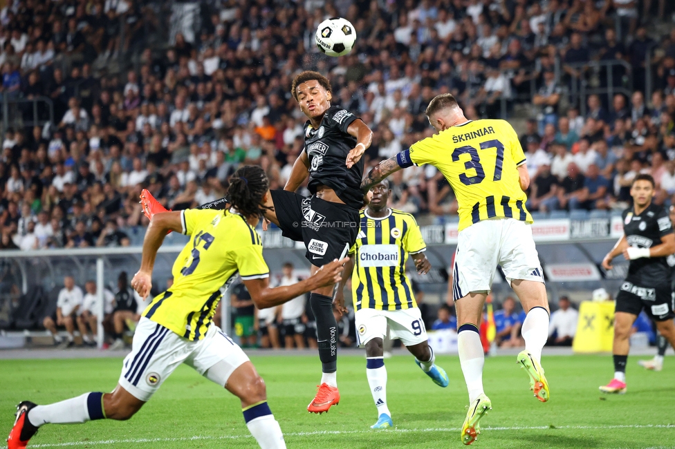 Sturm Graz - Fenerbahce
UEFA Champions League Qualifikation 3. Runde, SK Sturm Graz - Fenerbahce SK, Stadion Graz-Liebenau, 11.08.2026. 

Foto zeigt Axel Kayombo (Sturm)
