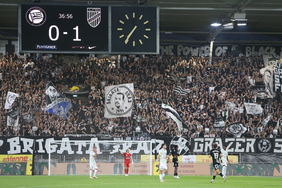 Sturm Graz - Lustenau
Oesterreichische Fussball Bundesliga, 4. Runde, SK Sturm Graz - SC Austria Lustenau, Stadion Graz-Liebenau, 22.08.2026. 

Foto zeigt Fans von Sturm
Schlüsselwörter: brigata