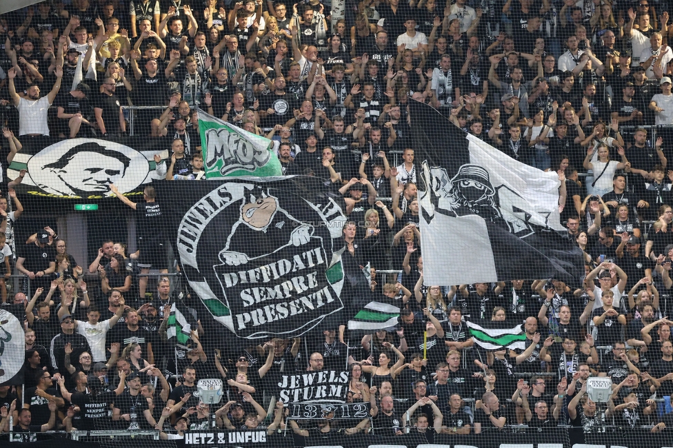 Sturm Graz - Lustenau
Oesterreichische Fussball Bundesliga, 4. Runde, SK Sturm Graz - SC Austria Lustenau, Stadion Graz-Liebenau, 22.08.2026. 

Foto zeigt Fans von Sturm
Schlüsselwörter: jewels