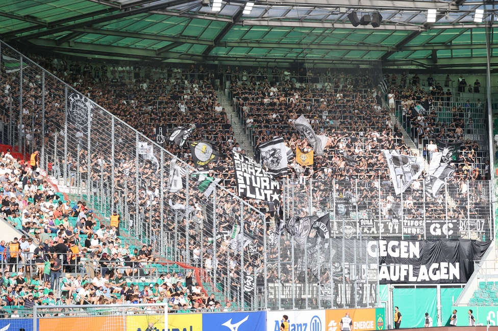 Rapid - Sturm Graz
Oesterreichische Fussball Bundesliga, 5. Runde, SK Rapid Wien - SK Sturm Graz, Weststadion Wien, 30.08.2026. 

Foto zeigt Fans von Sturm
