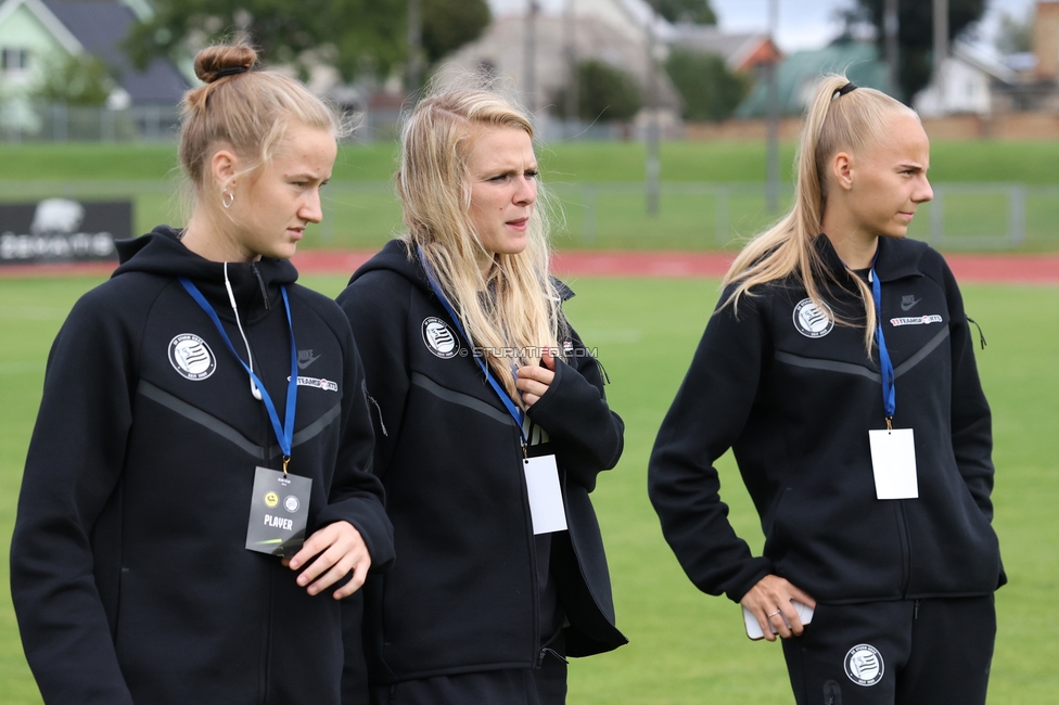 Gintra - Sturm Frauen
UEFA Womens Europa Cup, 1. Runde, FC Gintra - SK Sturm Graz Frauen, Siauliai City Municipal Stadium, 02.09.2026.Foto zeigt Johanna Riedler (Sturm Frauen), Merel Bormans (Sturm Frauen) und Lucie Krejcova (Sturm Frauen)
