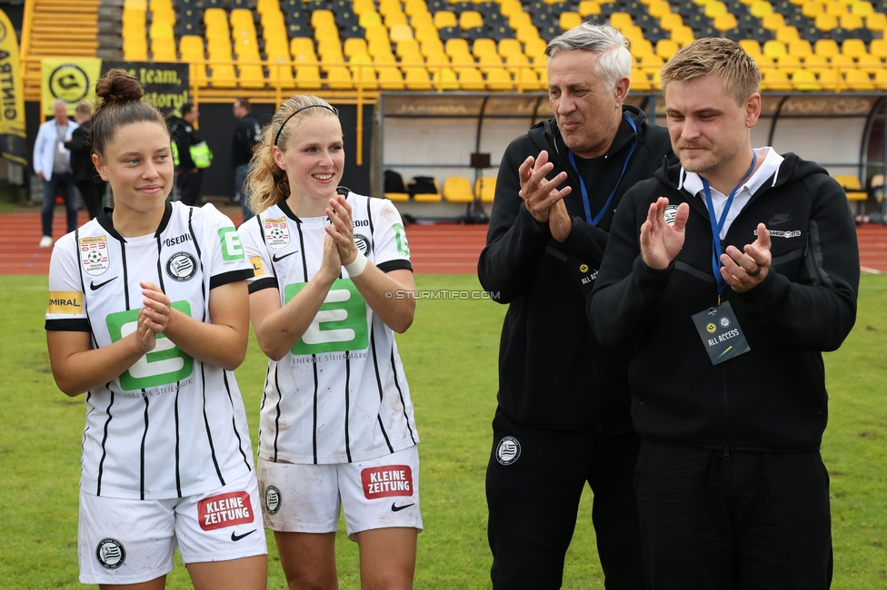 Gintra - Sturm Frauen
UEFA Womens Europa Cup, 1. Runde, FC Gintra - SK Sturm Graz Frauen, Siauliai City Municipal Stadium, 02.09.2026.Foto zeigt Julia Michelle Wattilete (Sturm Frauen) und Merel Bormans (Sturm Frauen)
