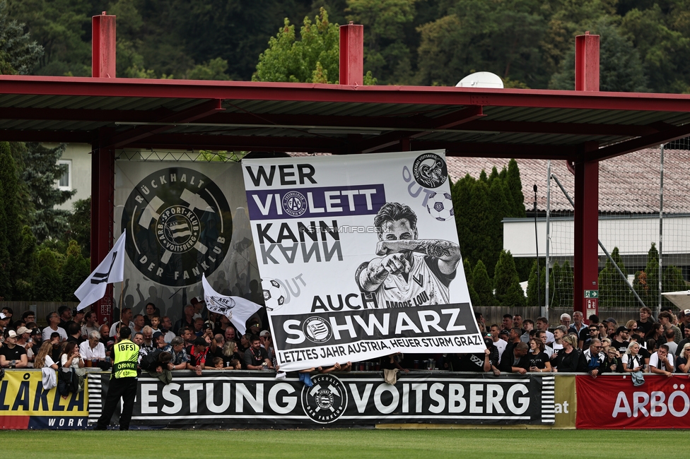 Voitsberg - Sturm Graz
OEFB Cup 2. Runde, TSV Voitsberg - SK Sturm Graz, Muenzer Bioindustrie Sportpark, Voitsberg, 05.09.2026. 

Foto zeigt Fans von Voitsberg
