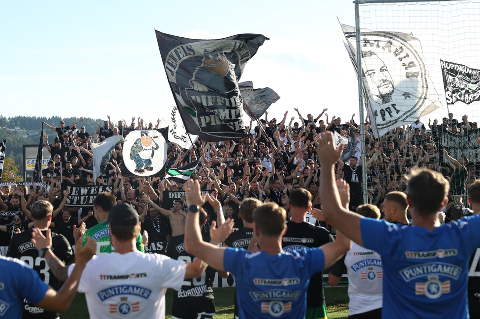 Voitsberg - Sturm Graz
OEFB Cup 2. Runde, TSV Voitsberg - SK Sturm Graz, Muenzer Bioindustrie Sportpark, Voitsberg, 05.09.2026. Foto zeigt Fans von Sturm
