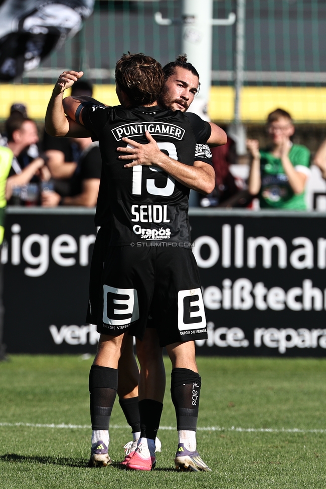 Voitsberg - Sturm Graz
OEFB Cup 2. Runde, TSV Voitsberg - SK Sturm Graz, Muenzer Bioindustrie Sportpark, Voitsberg, 05.09.2026. Foto zeigt Simon Seidl (Sturm) und Gizo Mamageishvili (Sturm)
