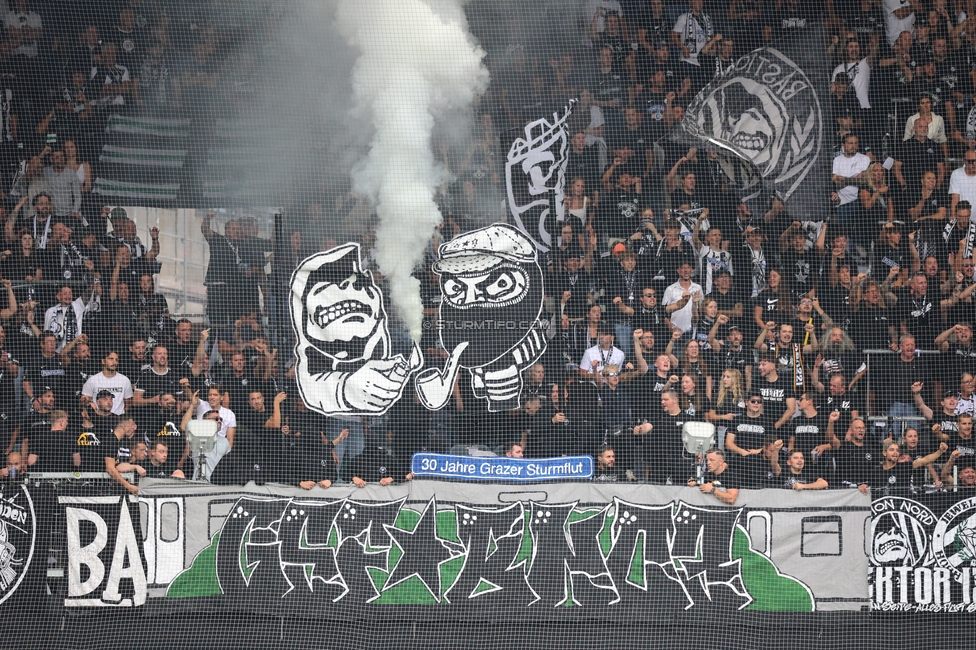 Sturm Graz - LASK
Oesterreichische Fussball Bundesliga, 6. Runde, SK Sturm Graz - Linzer ASK, Stadion Graz-Liebenau, 13.09.2026. Foto zeigt Fans von Sturm mit einem Spruchband
