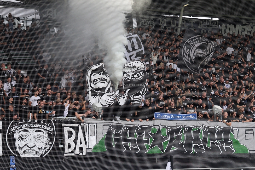Sturm Graz - LASK
Oesterreichische Fussball Bundesliga, 6. Runde, SK Sturm Graz - Linzer ASK, Stadion Graz-Liebenau, 13.09.2026. Foto zeigt Fans von Sturm mit einem Spruchband
