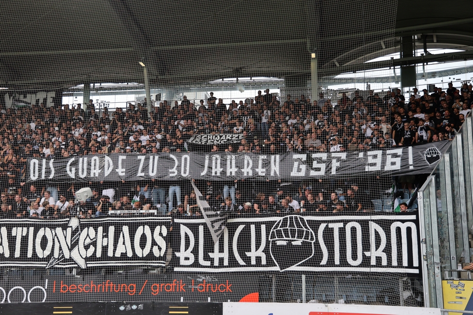 Sturm Graz - LASK
Oesterreichische Fussball Bundesliga, 6. Runde, SK Sturm Graz - Linzer ASK, Stadion Graz-Liebenau, 13.09.2026. Foto zeigt Fans von Sturm mit einem Spruchband
