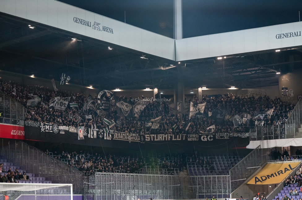 Austria Wien - Sturm Graz
Oesterreichische Fussball Bundesliga, 8. Runde, FK Austria Wien - SK Sturm Graz, Franz Horr Stadion Wien, 10.10.2026.

Foto zeigt Fans von Sturm

