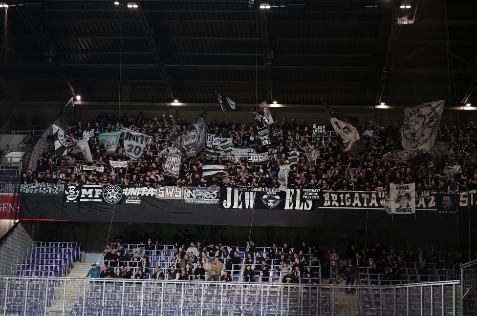 Austria Wien - Sturm Graz
Oesterreichische Fussball Bundesliga, 8. Runde, FK Austria Wien - SK Sturm Graz, Franz Horr Stadion Wien, 10.10.2026.

Foto zeigt Fans von Sturm
