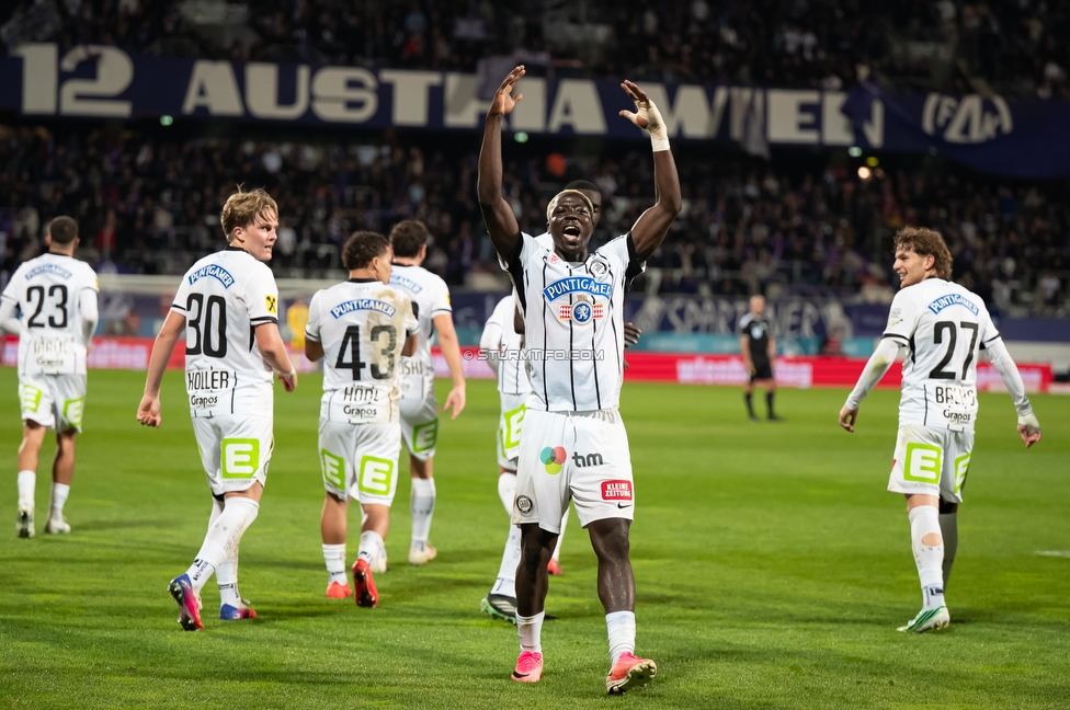 Austria Wien - Sturm Graz
Oesterreichische Fussball Bundesliga, 8. Runde, FK Austria Wien - SK Sturm Graz, Franz Horr Stadion Wien, 10.10.2026.

Foto zeigt Oumar Diakite (Sturm)
Schlüsselwörter: torjubel