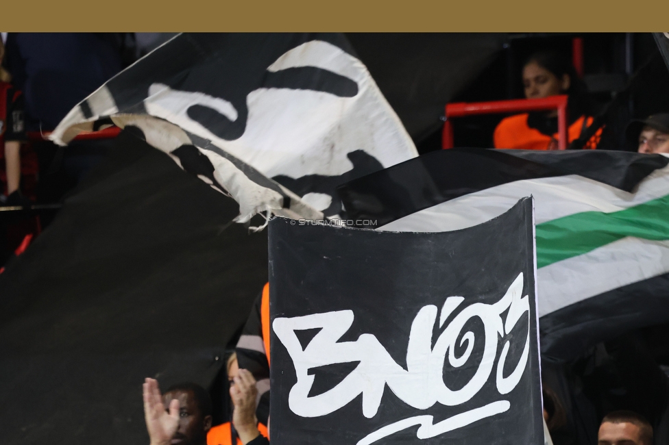 Bournemouth - Sturm Graz
UEFA Europa League Gruppenphase 2. Spieltag, AFC Bournemouth - SK Sturm Graz, Bournemouth Stadium, 15.10.2026. 

Foto zeigt Fans von Sturm
