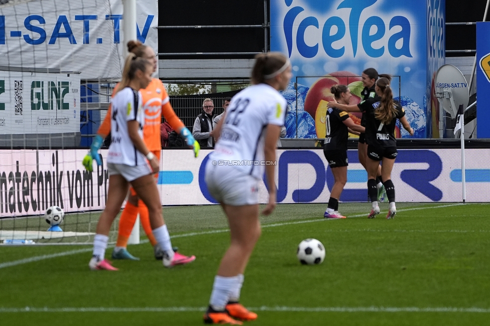 Altach - Sturm Frauen
OEFB Frauen Bundesliga, 10. Runde, SC Rheindort Altach Frauen - SK Sturm Graz Frauen, Stadion Schnabelholz Altach, 18.10.2026

Foto zeigt Laura Krumboeck (Sturm Frauen) und Marie Spiess (Sturm Frauen)
Schlüsselwörter: torjubel