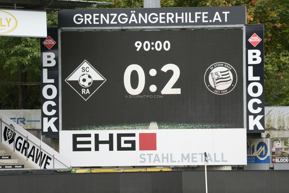 Altach - Sturm Frauen
OEFB Frauen Bundesliga, 10. Runde, SC Rheindort Altach Frauen - SK Sturm Graz Frauen, Stadion Schnabelholz Altach, 18.10.2026

Foto zeigt die Anzeigetafel
