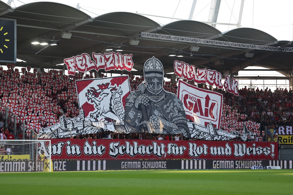 Sturm Graz - GAK
Oesterreichische Fussball Bundesliga, 9. Runde, SK Sturm Graz - Grazer AK, Stadion Graz-Liebenau, 18.10.2026. 

Foto zeigt Fans von GAK mit einer Choreografie
