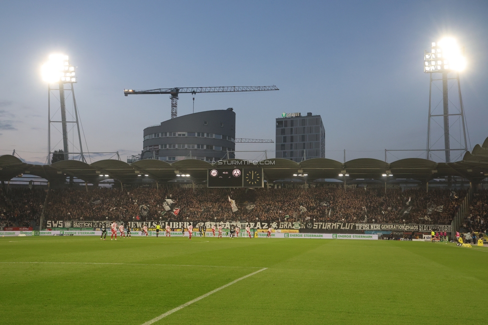 Sturm Graz - GAK
Oesterreichische Fussball Bundesliga, 9. Runde, SK Sturm Graz - Grazer AK, Stadion Graz-Liebenau, 18.10.2026. 

Foto zeigt Fans von Sturm mit einer Choreografie
Schlüsselwörter: pyrotechnik