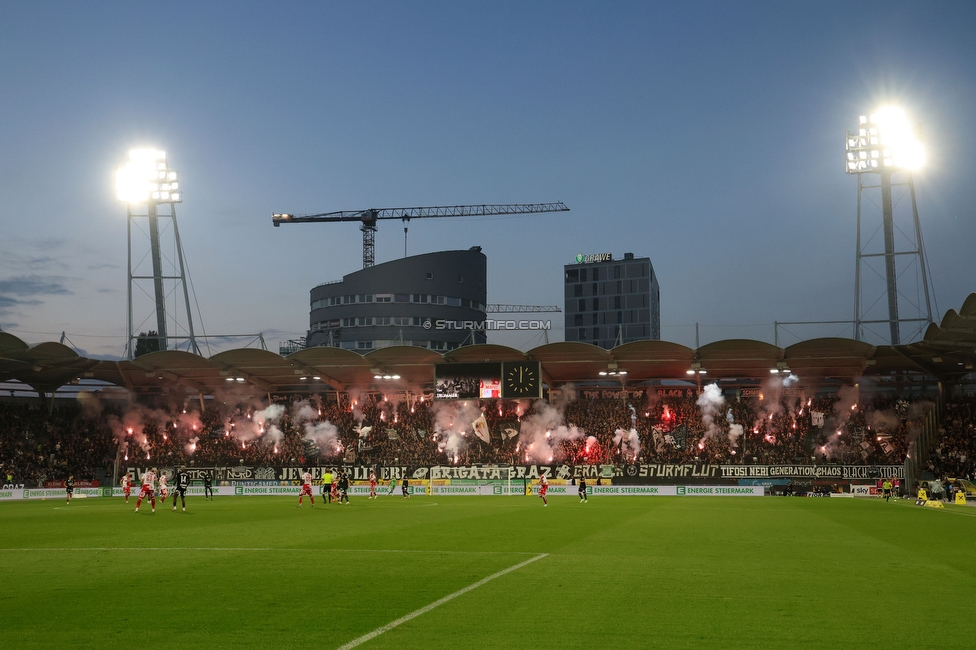 Sturm Graz - GAK
Oesterreichische Fussball Bundesliga, 9. Runde, SK Sturm Graz - Grazer AK, Stadion Graz-Liebenau, 18.10.2026. Foto zeigt Fans von Sturm mit einer Choreografie
Schlüsselwörter: pyrotechnik