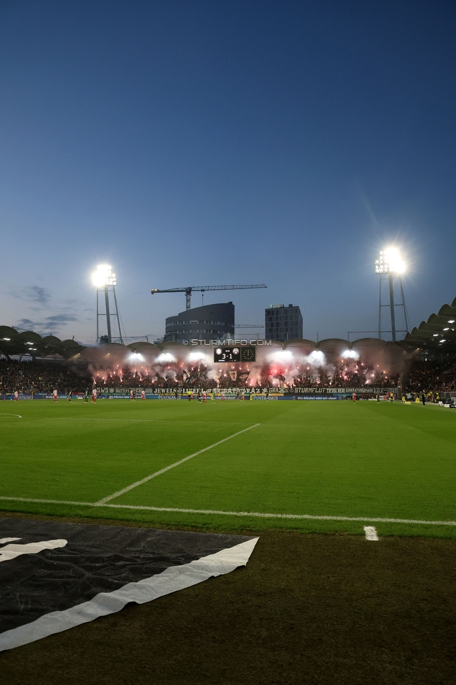 Sturm Graz - GAK
Oesterreichische Fussball Bundesliga, 9. Runde, SK Sturm Graz - Grazer AK, Stadion Graz-Liebenau, 18.10.2026. Foto zeigt Fans von Sturm mit einer Choreografie
Schlüsselwörter: pyrotechnik