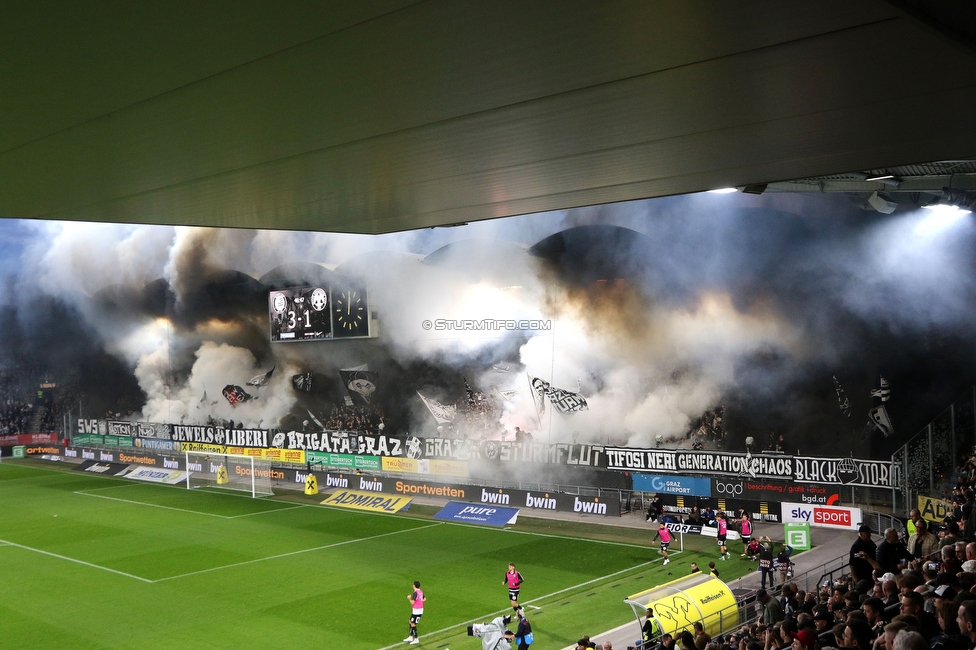 Sturm Graz - GAK
Oesterreichische Fussball Bundesliga, 9. Runde, SK Sturm Graz - Grazer AK, Stadion Graz-Liebenau, 18.10.2026. Foto zeigt Fans von Sturm mit einer Choreografie
Schlüsselwörter: pyrotechnik