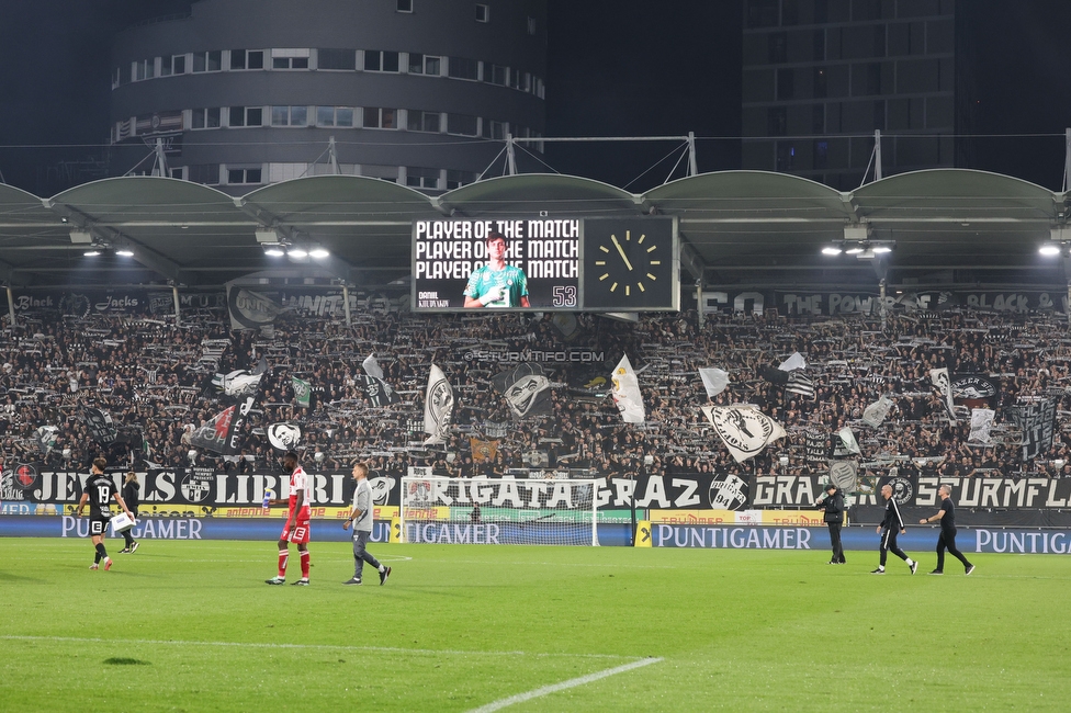 Sturm Graz - GAK
Oesterreichische Fussball Bundesliga, 9. Runde, SK Sturm Graz - Grazer AK, Stadion Graz-Liebenau, 18.10.2026. Foto zeigt Fans von Sturm
Schlüsselwörter: schals