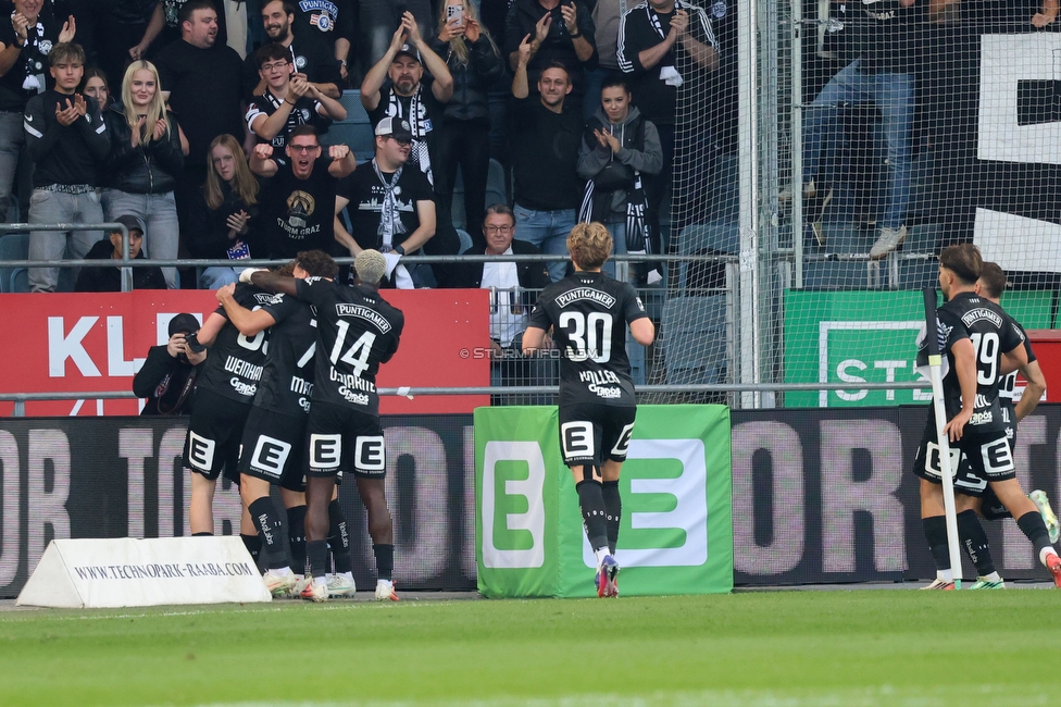 Sturm Graz - GAK
Oesterreichische Fussball Bundesliga, 9. Runde, SK Sturm Graz - Grazer AK, Stadion Graz-Liebenau, 18.10.2026. 

Foto zeigt Luca Weinhandl (Sturm)
Schlüsselwörter: torjubel