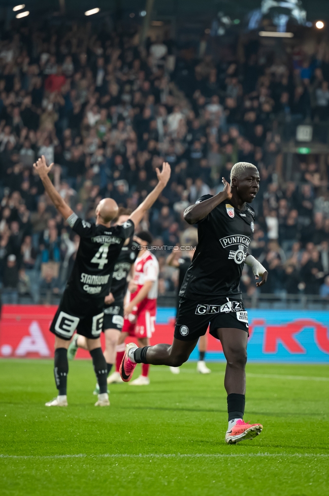 Sturm Graz - GAK
Oesterreichische Fussball Bundesliga, 9. Runde, SK Sturm Graz - Grazer AK, Stadion Graz-Liebenau, 18.10.2026. Foto zeigt Oumar Diakite (Sturm)
Schlüsselwörter: torjubel