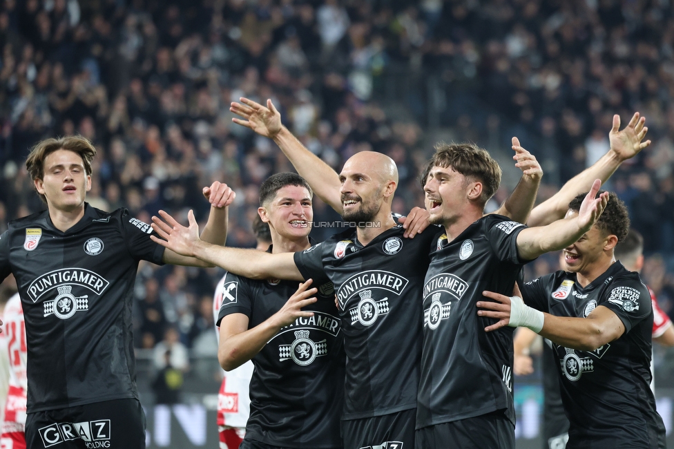 Sturm Graz - GAK
Oesterreichische Fussball Bundesliga, 9. Runde, SK Sturm Graz - Grazer AK, Stadion Graz-Liebenau, 18.10.2026. Foto zeigt Jon Gorenc-Stankovic (Sturm)
Schlüsselwörter: torjubel