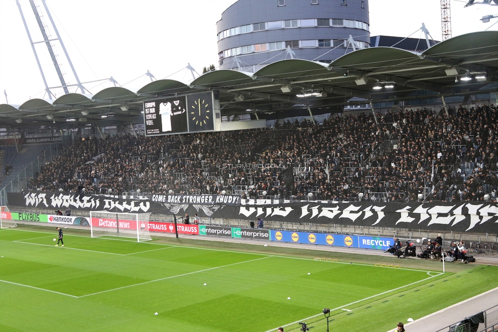 Sturm Graz - Marseille
UEFA Europa League Gruppenphase 3. Spieltag, SK Sturm Graz - Olympique de Marseille, Stadion Graz-Liebenau Graz, 22.10.2026. Foto zeigt Fans von Sturm mit einer Choreografie
