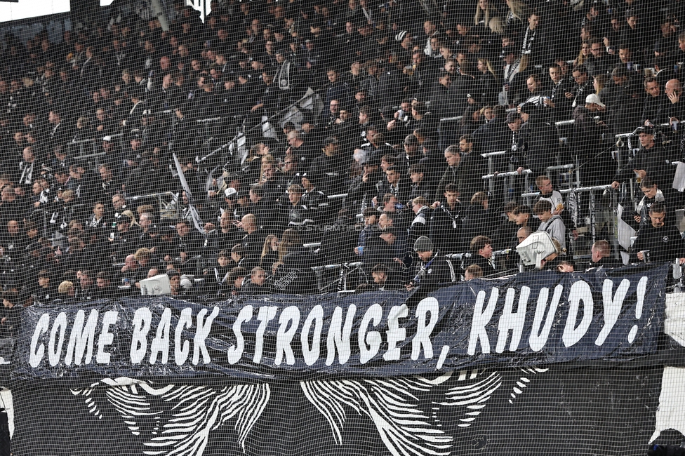 Sturm Graz - Marseille
UEFA Europa League Gruppenphase 3. Spieltag, SK Sturm Graz - Olympique de Marseille, Stadion Graz-Liebenau Graz, 22.10.2026. Foto zeigt Fans von Sturm mit einem Spruchband
