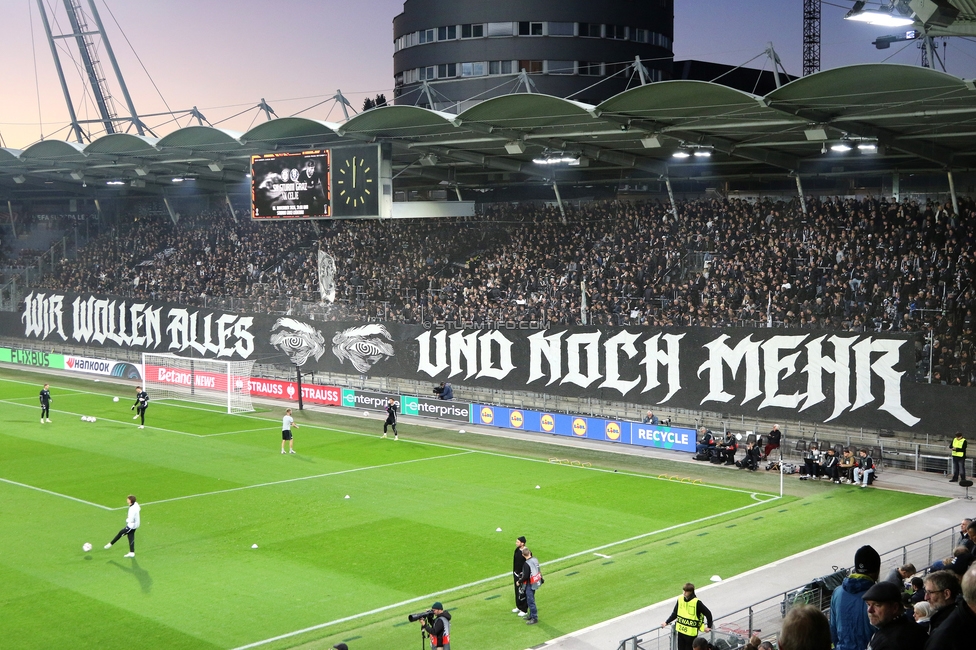 Sturm Graz - Marseille
UEFA Europa League Gruppenphase 3. Spieltag, SK Sturm Graz - Olympique de Marseille, Stadion Graz-Liebenau Graz, 22.10.2026. Foto zeigt Fans von Sturm mit einer Choreografie

