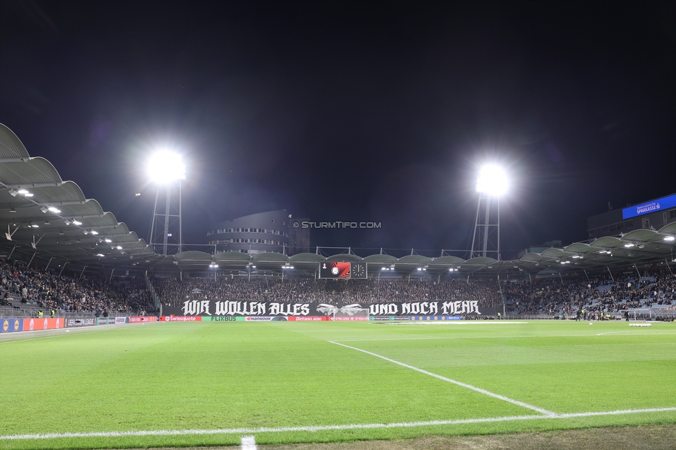 Sturm Graz - Marseille
UEFA Europa League Gruppenphase 3. Spieltag, SK Sturm Graz - Olympique de Marseille, Stadion Graz-Liebenau Graz, 22.10.2026. Foto zeigt Fans von Sturm mit einer Choreografie
