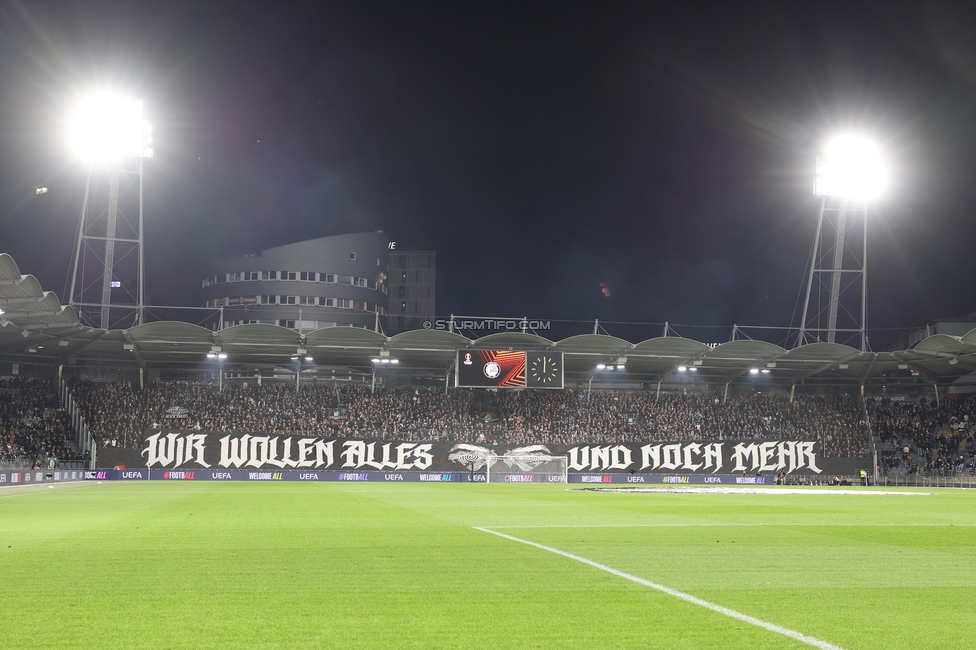 Sturm Graz - Marseille
UEFA Europa League Gruppenphase 3. Spieltag, SK Sturm Graz - Olympique de Marseille, Stadion Graz-Liebenau Graz, 22.10.2026. Foto zeigt Fans von Sturm mit einer Choreografie
