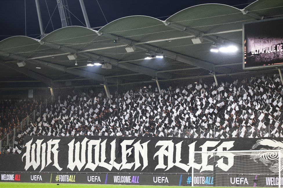 Sturm Graz - Marseille
UEFA Europa League Gruppenphase 3. Spieltag, SK Sturm Graz - Olympique de Marseille, Stadion Graz-Liebenau Graz, 22.10.2026. Foto zeigt Fans von Sturm mit einer Choreografie
